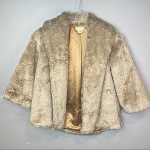 Faux Fur Open Front VTG Tan Coat size Medium |  BILLABONG Designers Closet